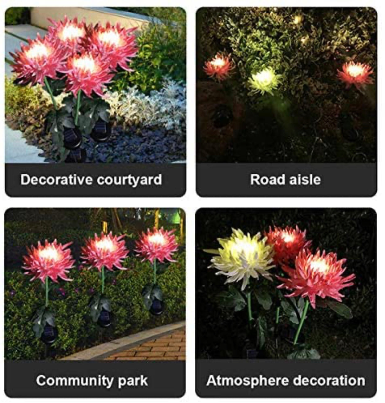 Lampe solaire LED Lighteme, chrysanthème artificiel (lot de 3)