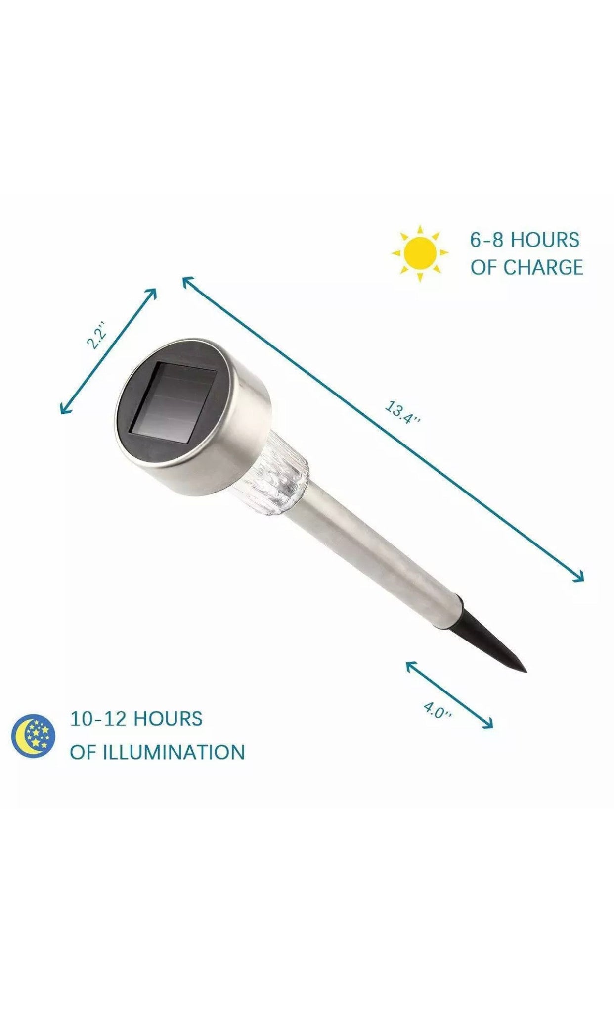 Lighteme 24 Pack Outdoor Stainless Steel Solar Power Lawn Garden Landscape Path LED Light