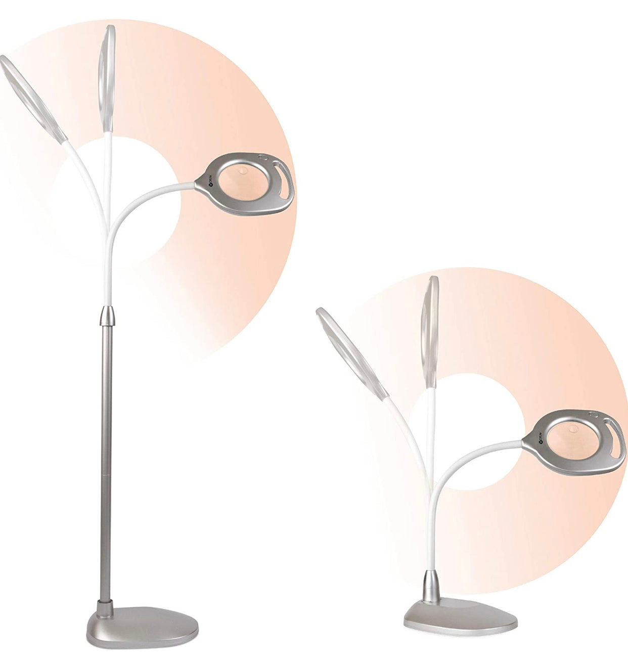 Lighteme 2-in-1-LED-Lupenleuchte für Steh- und Tischleuchten – Freihändige LED-Lupenleuchte in optischer Qualität, modernes Design zum Basteln, Nähen, Lesen und Handarbeiten