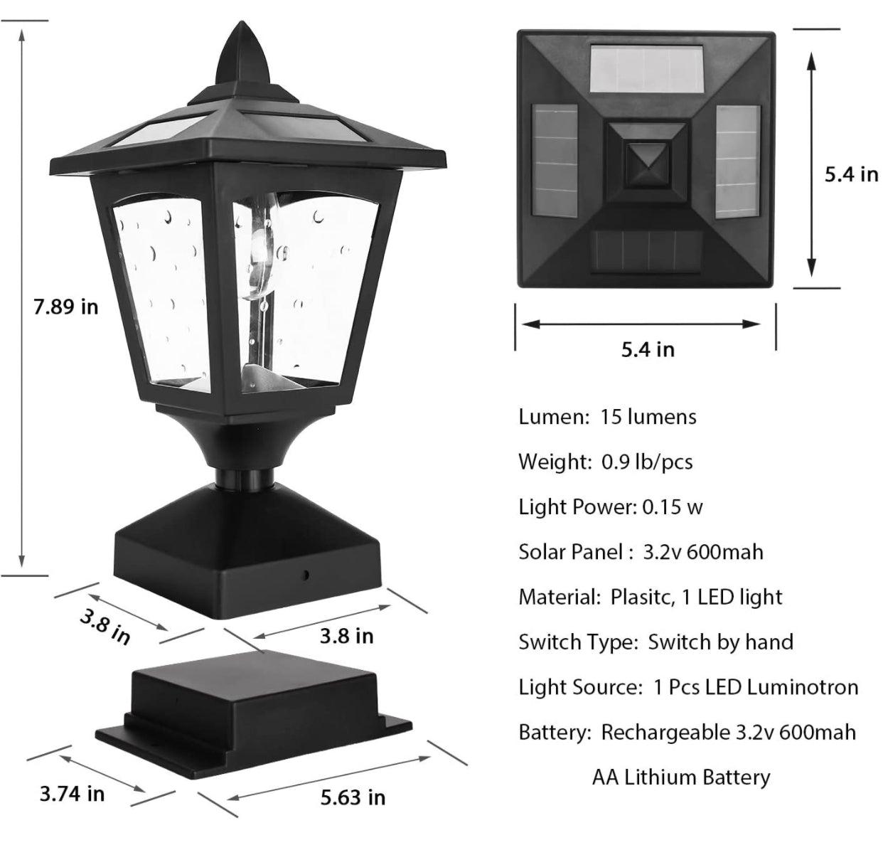 Lighteme Solar-Pfostenkappenleuchten für den Außenbereich, für Holzzaunpfosten, Gehwege, Terrassen, 2 Stück