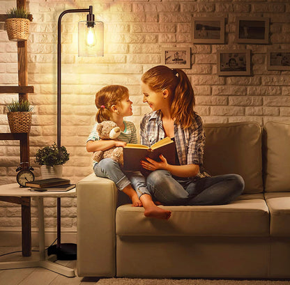Lampadaire industriel Lighteme, lampes sur pied modernes avec abat-jour suspendu en verre transparent 