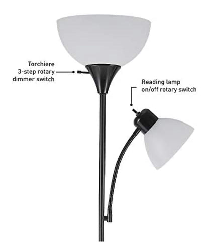Lighteme – Hochhelle Deckenfluter-Stehleuchte mit 2 Leselampen und effizienter LED