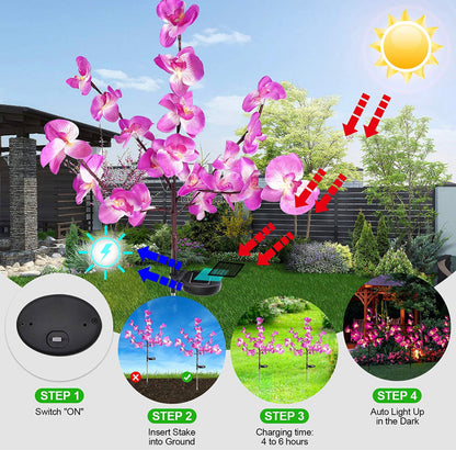 Lighteme 2er-Pack Solar-Orchideen-Blumenlichter - 40 Blumen 