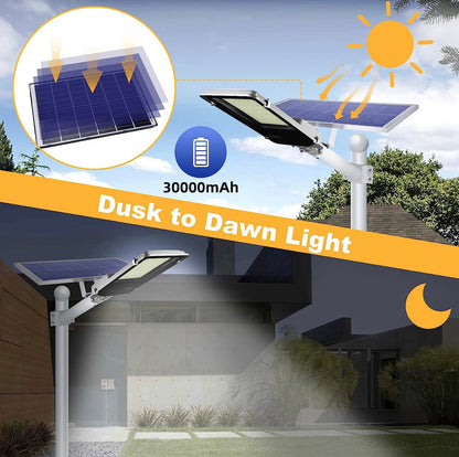 Lighteme 1000 W kommerzielle Solar-Straßenlaterne für den Außenbereich, 100.000 Lumen, Dämmerung bis Morgengrauen, Solar mit Fernbedienung 