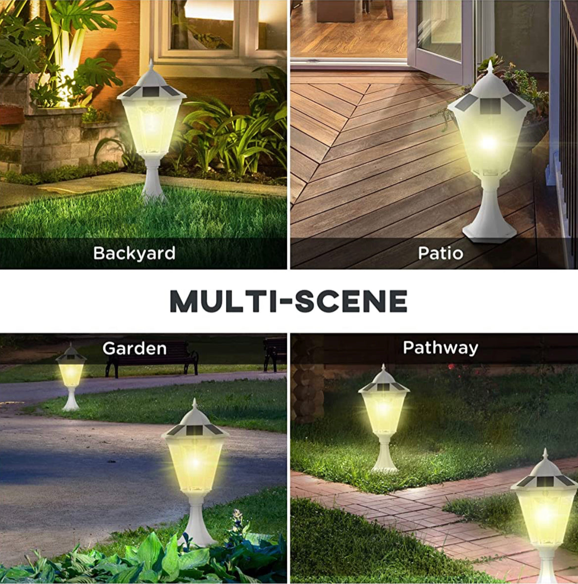 Lighteme 22" Solar Lamp Post Light, Outdoor Fixture with All Weather Aluminum, Motion Activated