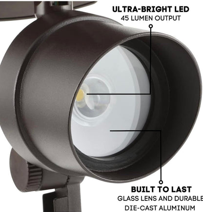 Lighteme Lot de 2 spots solaires LED 45 lumens en métal pour extérieur, éclairage paysager étanche 