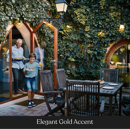 Lighteme Outdoor String Lights 48Ft Plug-In Anti Glare, Beautiful Gold Tip LED Bulbs - 48 Ft