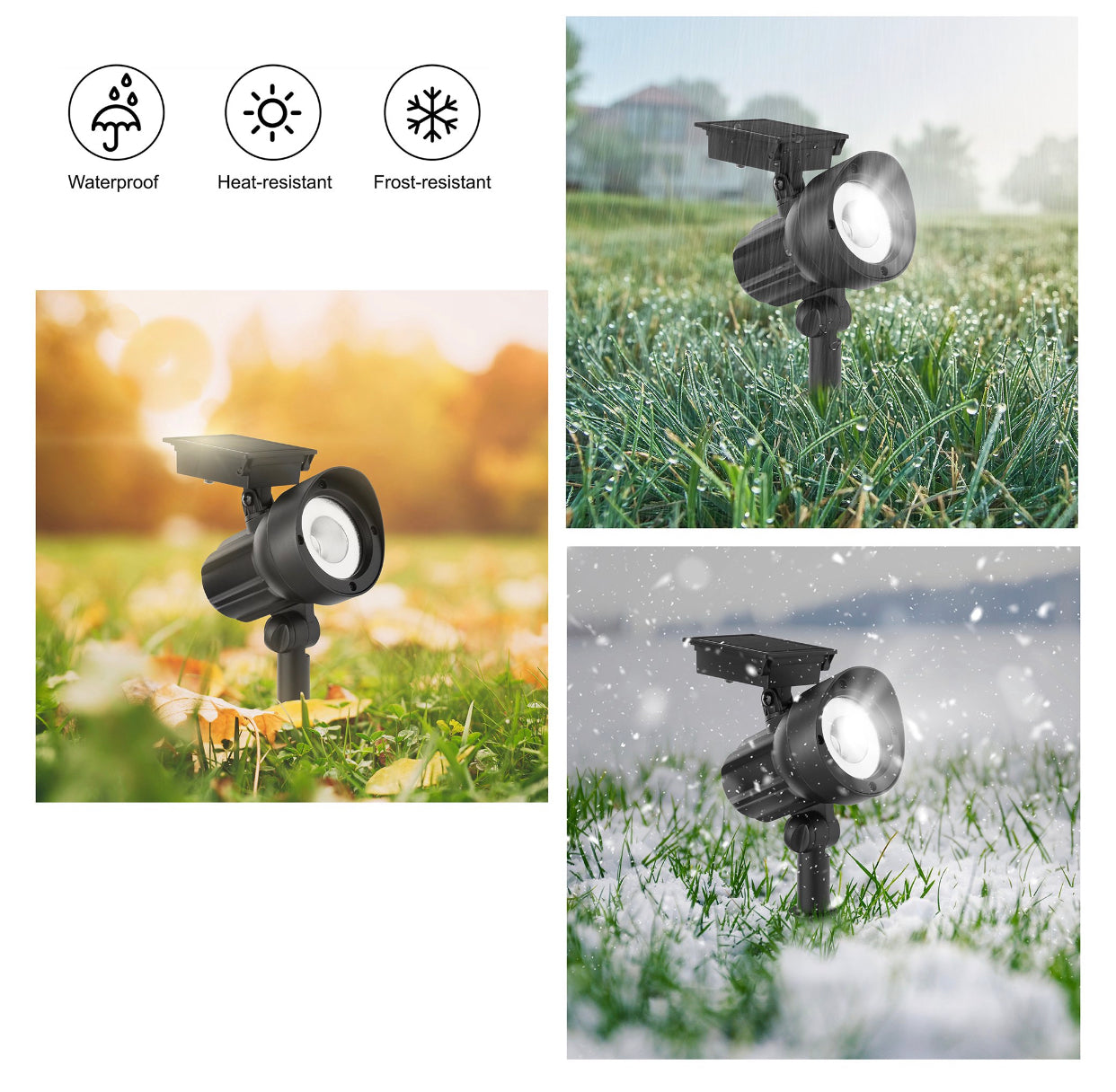Lot de 5 spots solaires d'extérieur Lighteme 50 lumens, noir 