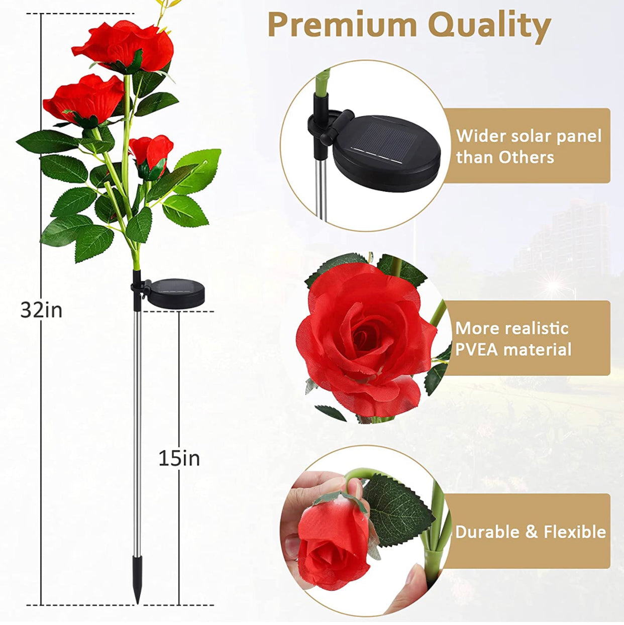 Lighteme Solar-LED-Rosenblumenlicht (2er-Pack)