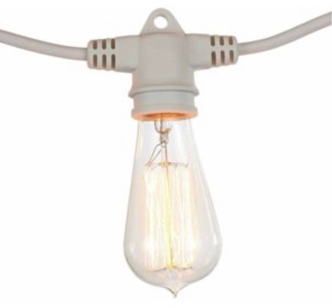 Lighteme 48Ft Pro Vintage Edition Plug-In Outdoor Heavy Quality Commercial String Lights-15 Bulbs