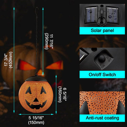 Lanterne solaire suspendue d'extérieur Lighteme pour Halloween, lanterne décorative de jardin en métal, LED solaire, étanche, ronde