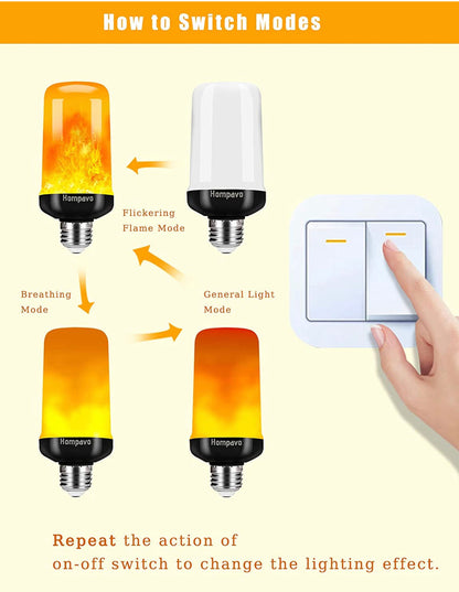 Lighteme LED-Flammenglühbirne, 4 Modi, flackernde Glühbirnen mit Upside-Down-Effekt (4er-Pack) 