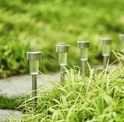 Lighteme 24 Pack Outdoor Stainless Steel Solar Power Lawn Garden Landscape Path LED Light