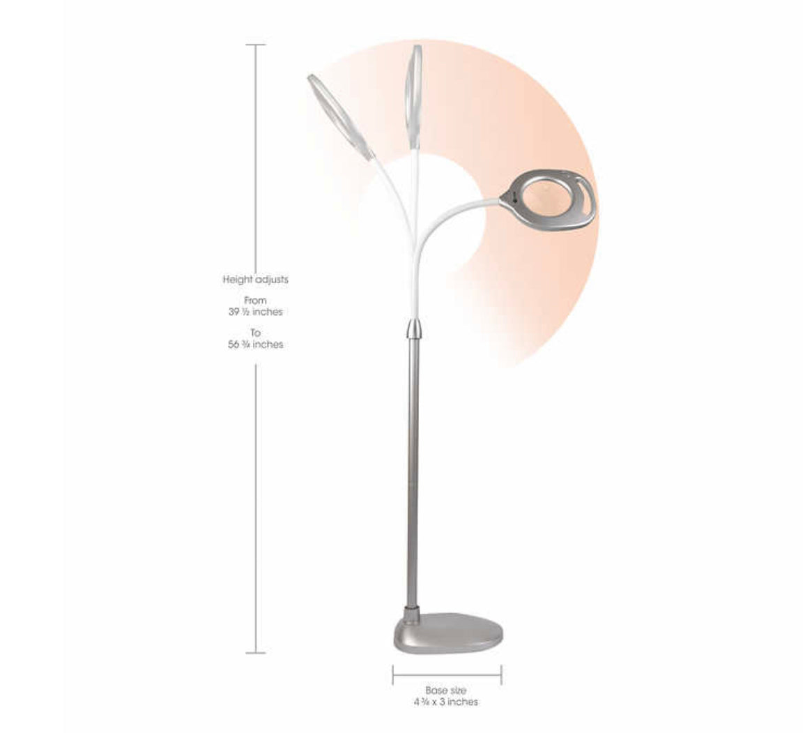 Lighteme 2-in-1-LED-Lupenleuchte für Steh- und Tischleuchten – Freihändige LED-Lupenleuchte in optischer Qualität, modernes Design zum Basteln, Nähen, Lesen und Handarbeiten