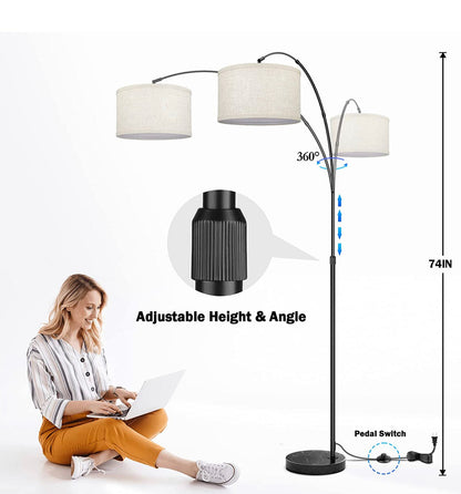 Lampadaire Arc Lighteme, lampe sur pied moderne pour salon, intensité variable, 74 pouces de hauteur