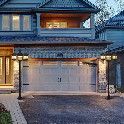 Lampadaire d'extérieur Lighteme 74,8 pouces, à énergie solaire, 3 têtes, étanche, 60 lumens 