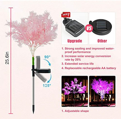 Lot de 2 fleurs solaires Lighteme, motif givre rose, fleurs à énergie solaire, du crépuscule à l'aube 