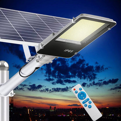 Lighteme 1000 W kommerzielle Solar-Straßenlaterne für den Außenbereich, 100.000 Lumen, Dämmerung bis Morgengrauen, Solar mit Fernbedienung 