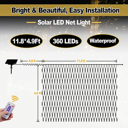 Guirlande lumineuse solaire Lighteme 360 ​​LED avec télécommande, 3,6 m x 1,5 m, pour clôture