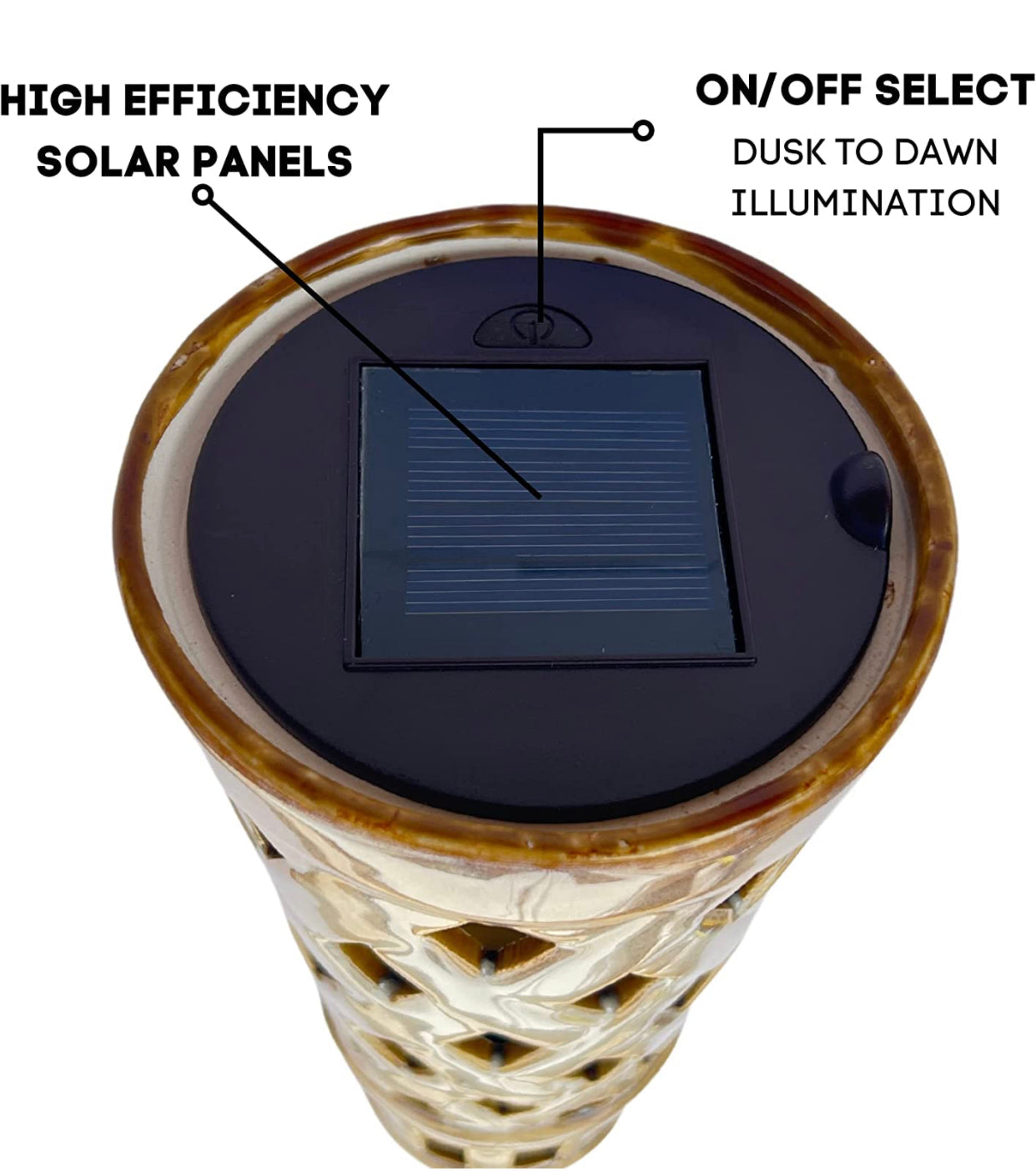 Lighteme LED-Solar-Tiki-Fackeln aus Keramik, tanzende Lichter für den Außenbereich, wasserdicht, 2 Stück