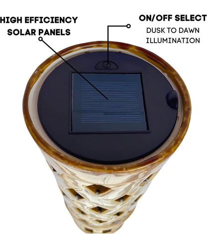 Lighteme LED-Solar-Tiki-Fackeln aus Keramik, tanzende Lichter für den Außenbereich, wasserdicht, 2 Stück