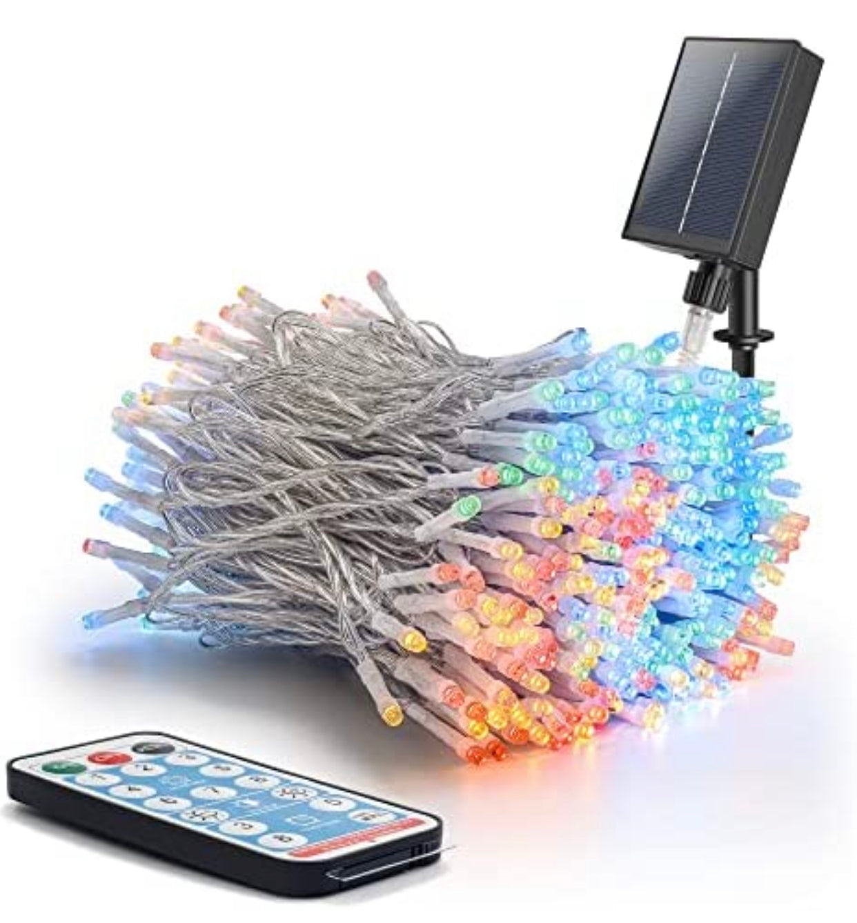 Guirlande lumineuse solaire d'extérieur Lighteme de 50 m, fil blanc, 500 LED, 8 modes, minuterie et télécommande.