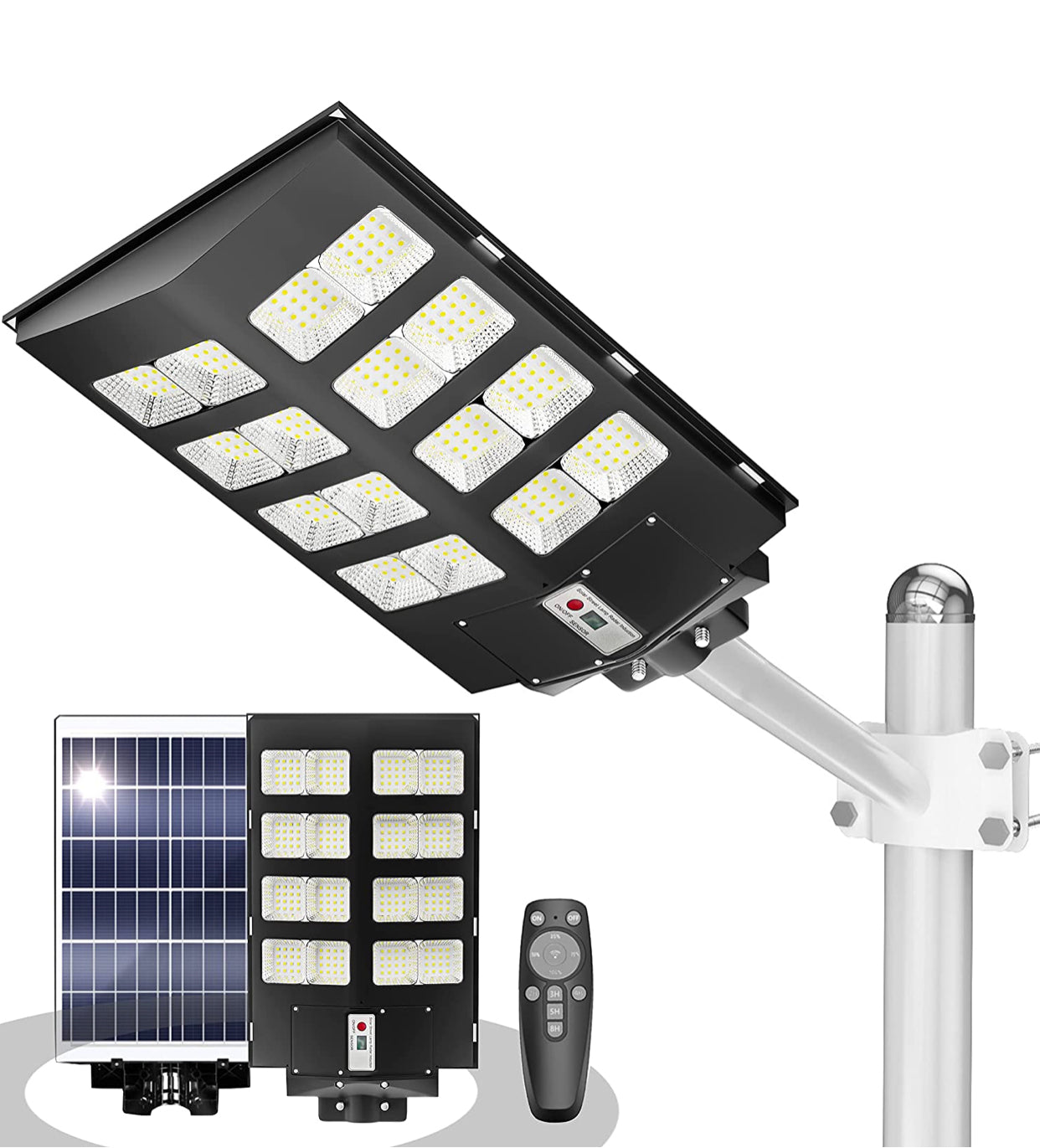 Lighteme 800W kommerzielle Solar-Straßenlaternen, Dämmerung bis Morgengrauen, Bewegungssensor, 75000LM für die Straße mit Fernbedienung