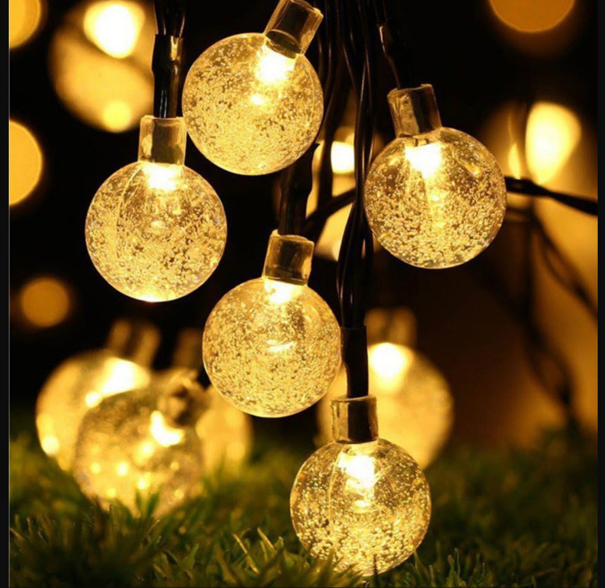 Lampe solaire Lighteme 50 LED, ampoules globe en cristal, étanche, 27 pieds