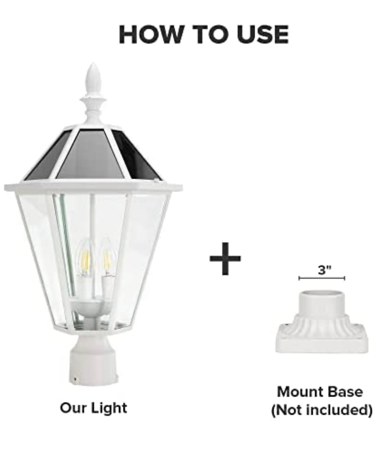 Lighteme LED-Solar-Zaunkappenleuchten, Dämmerung bis Morgengrauen, Vintage-Straßenlaternen, 300 lm, 2700 K, Aluminiumguss