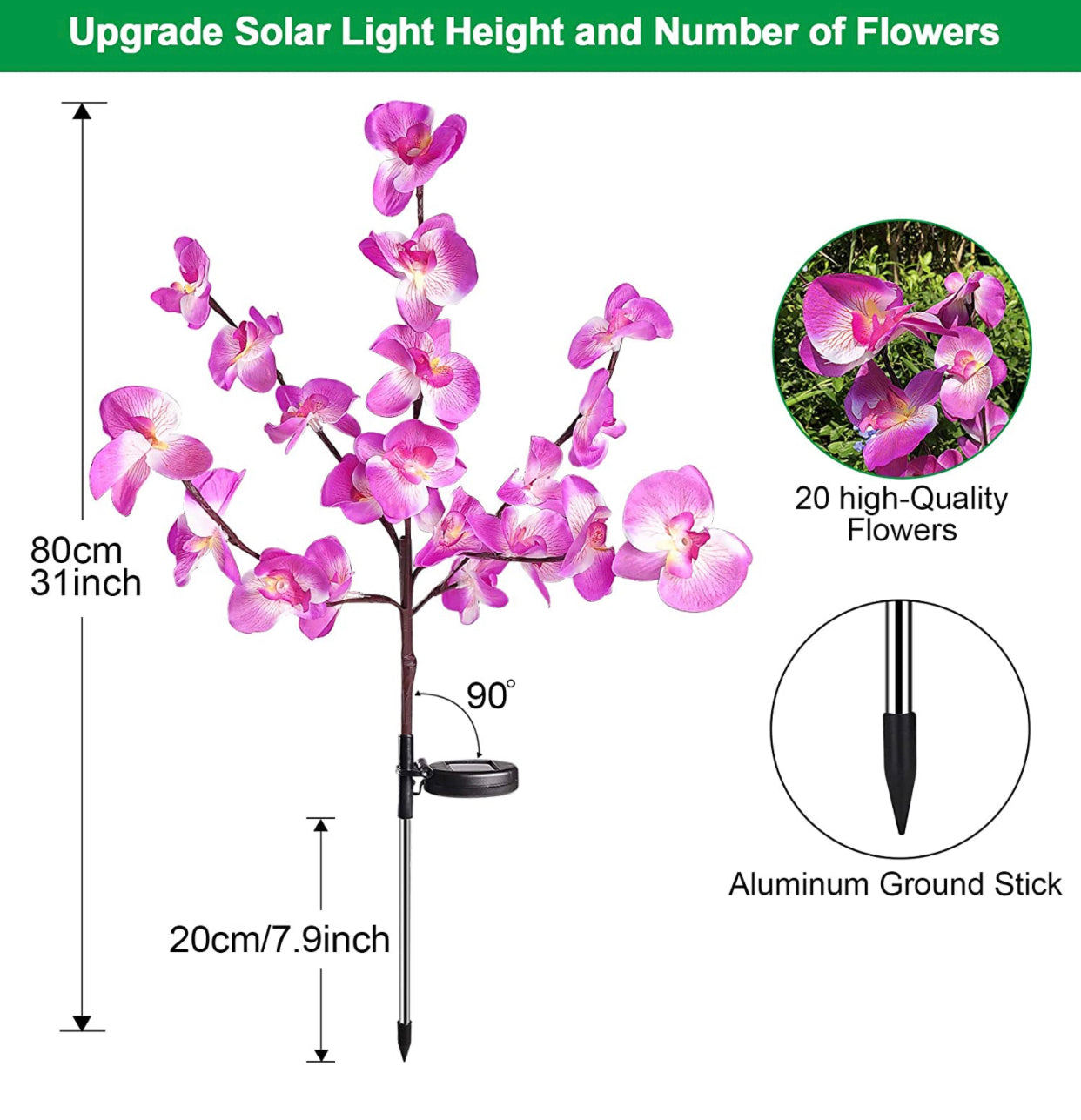 Lighteme 2er-Pack Solar-Orchideen-Blumenlichter - 40 Blumen 