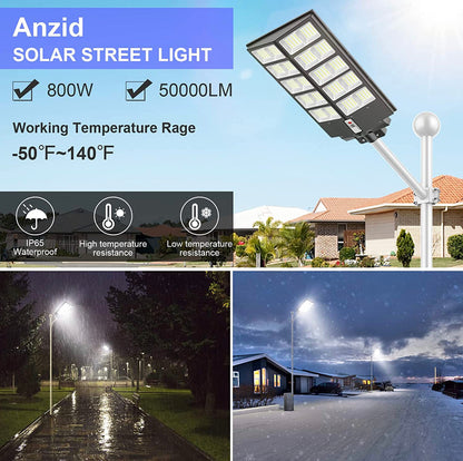 Lighteme 800W kommerzielle Solar-Straßenlaternen, Dämmerung bis Morgengrauen, Bewegungssensor, 75000LM für die Straße mit Fernbedienung