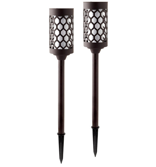 Lighteme High End 20 lumen Solar Pathway Torch Light Die-cast Aluminum and Glass (2-Pack)