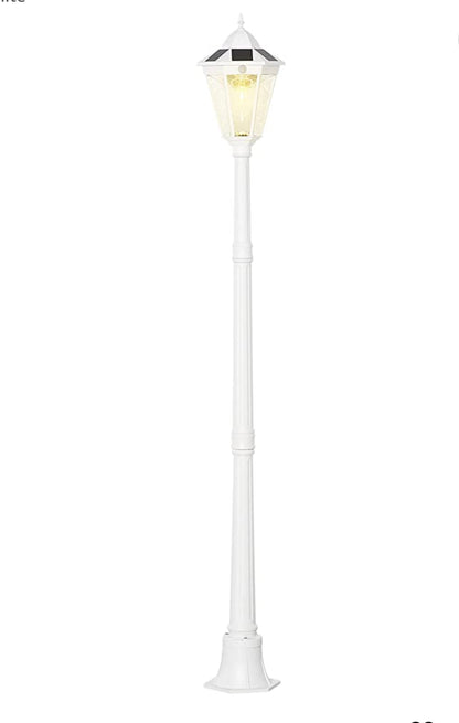 Lampadaire solaire Lighteme 77 pouces, lampadaire d'extérieur vintage étanche en aluminium et verre 