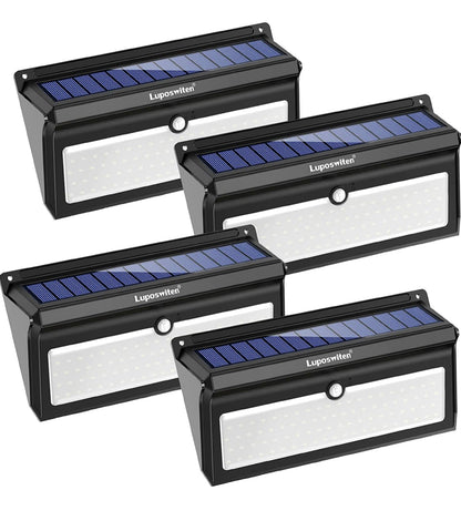 Lighteme Solar-Außenleuchten, 100 LEDs, Bewegungsmelder, Solar-Sicherheitsleuchten, 4er-Pack 