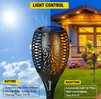 Lighteme Solar-LED-Flammenlampe, Rasenflamme, flackernde Fackel, Feuer im Freien, 96 LED-Leuchten, 4er-Pack