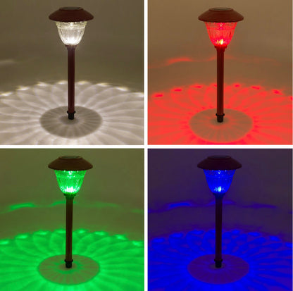 Lighteme 8 Pack Color On Demand Solar Pathway Lights Outdoor-Stainless Steel ( Red )