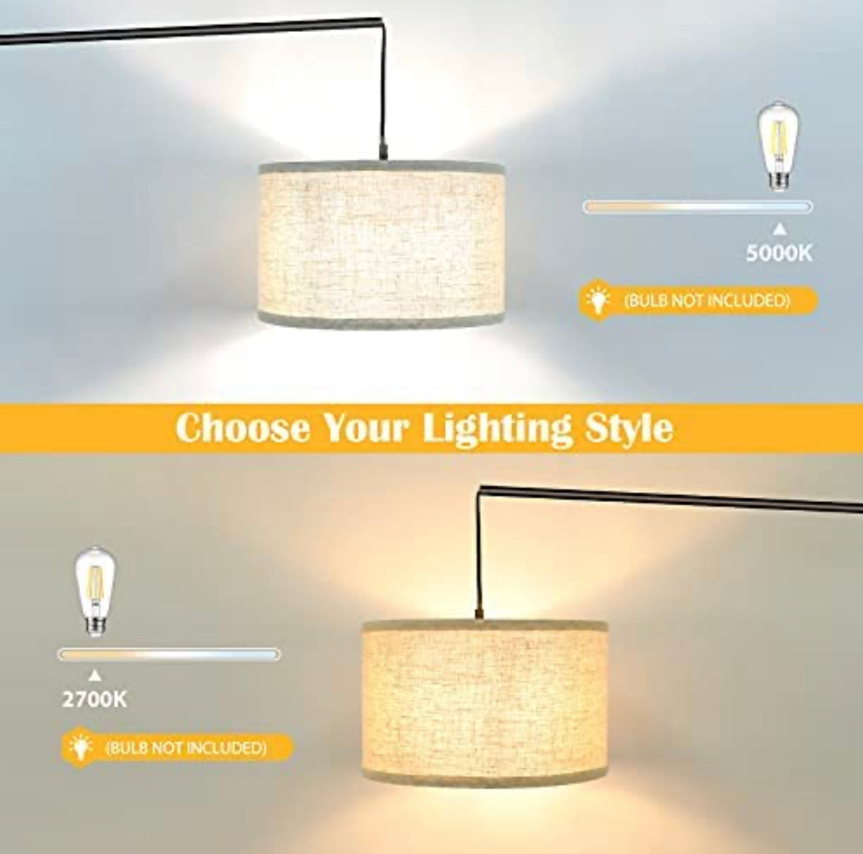 Lighteme Arc Stehlampe Hang - Groß - mit LED-Birne 