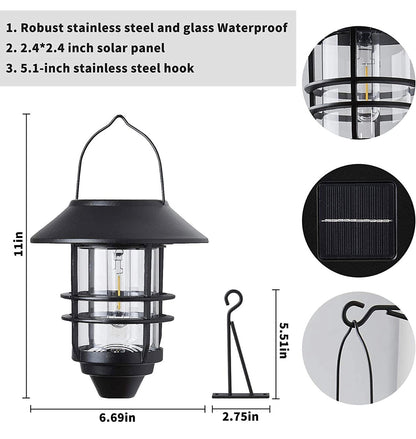 Lighteme 2er-Pack Solar-Sicherheits-Hängelaternen, Wand-/Verandaleuchten, 15 Lumen, schweres Glas und Edelstahl