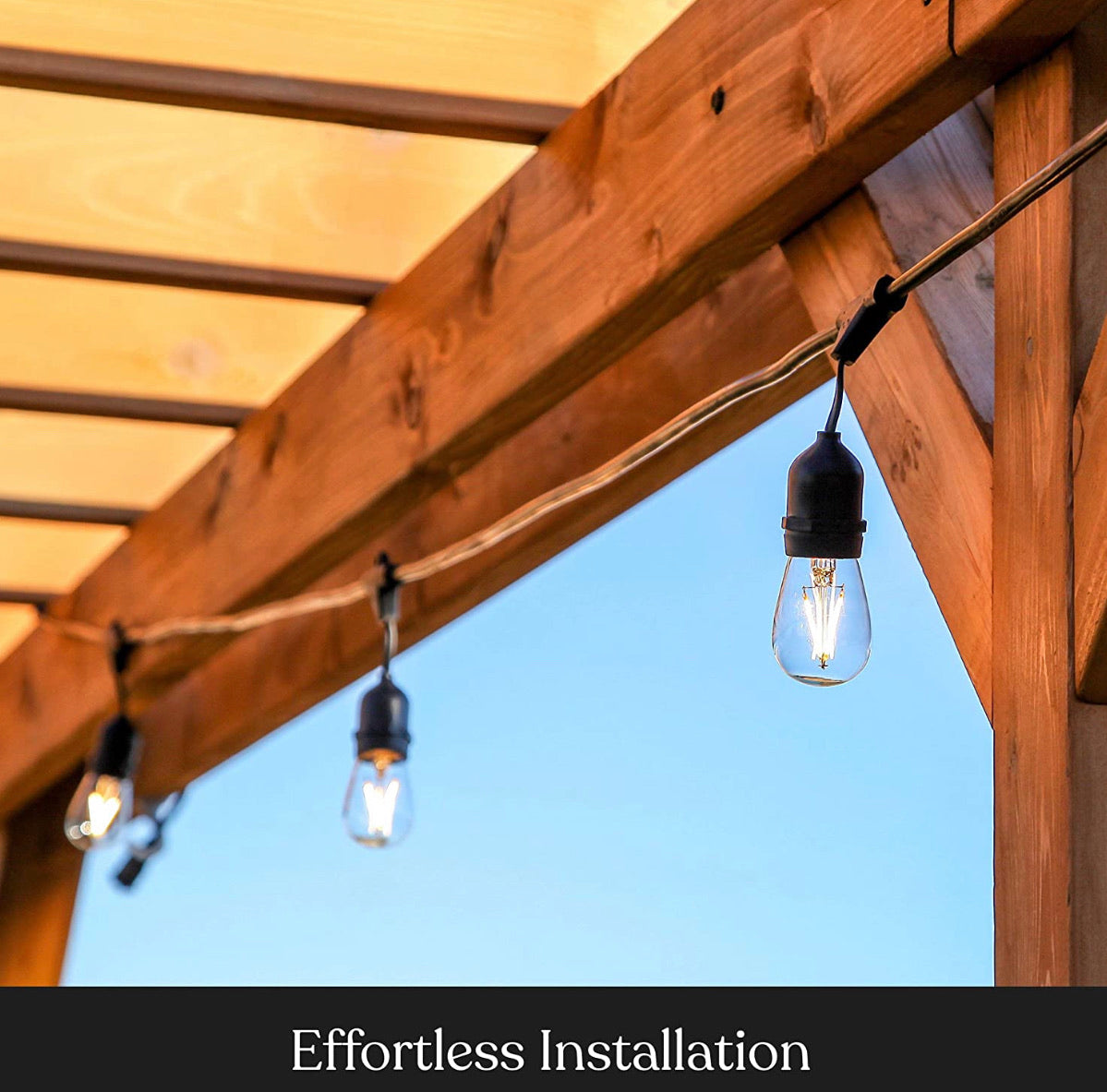 Lighteme 24Ft Plug-In LED-Lichterkette für den Außenbereich, wasserdicht, zum Aufhängen, dimmbare 2W Vintage-Edison-Glühbirnen