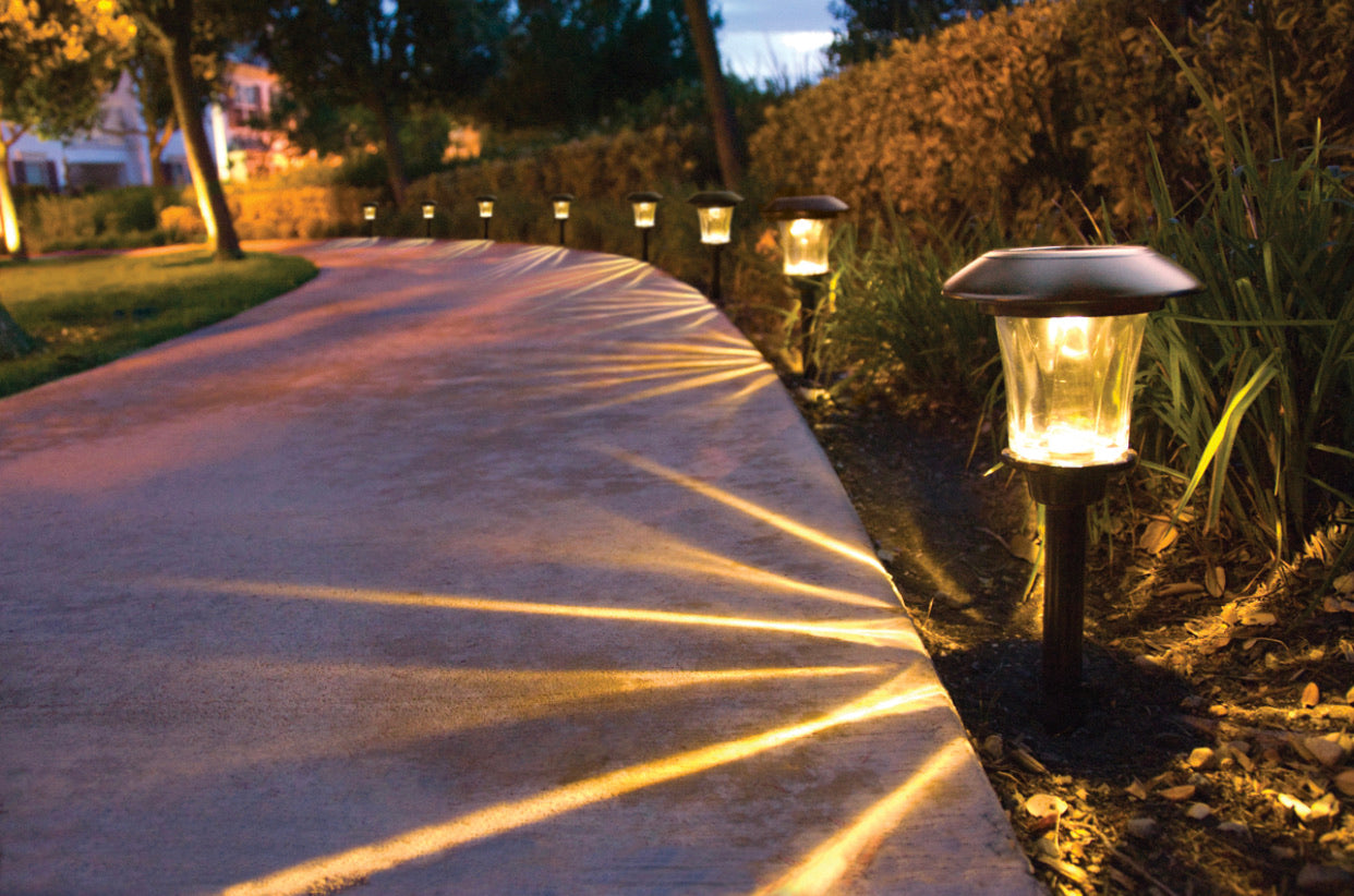 Lighteme Solar LED Large Outdoor Pathway Lights - 8 Pack- Oil Rubbed Bronze