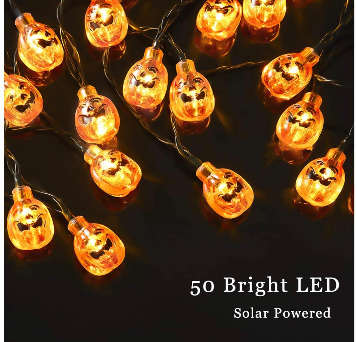 Guirlande lumineuse solaire d'Halloween Lighteme de 10 m, 50 LED, 8 modes d'éclairage