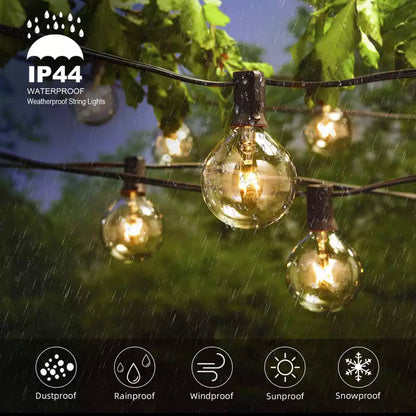 Lighteme 25 Ft Plug-In Outdoor String Light G40 Globe Patio Lights with 26 Edison Glass Bulbs Hanging Light