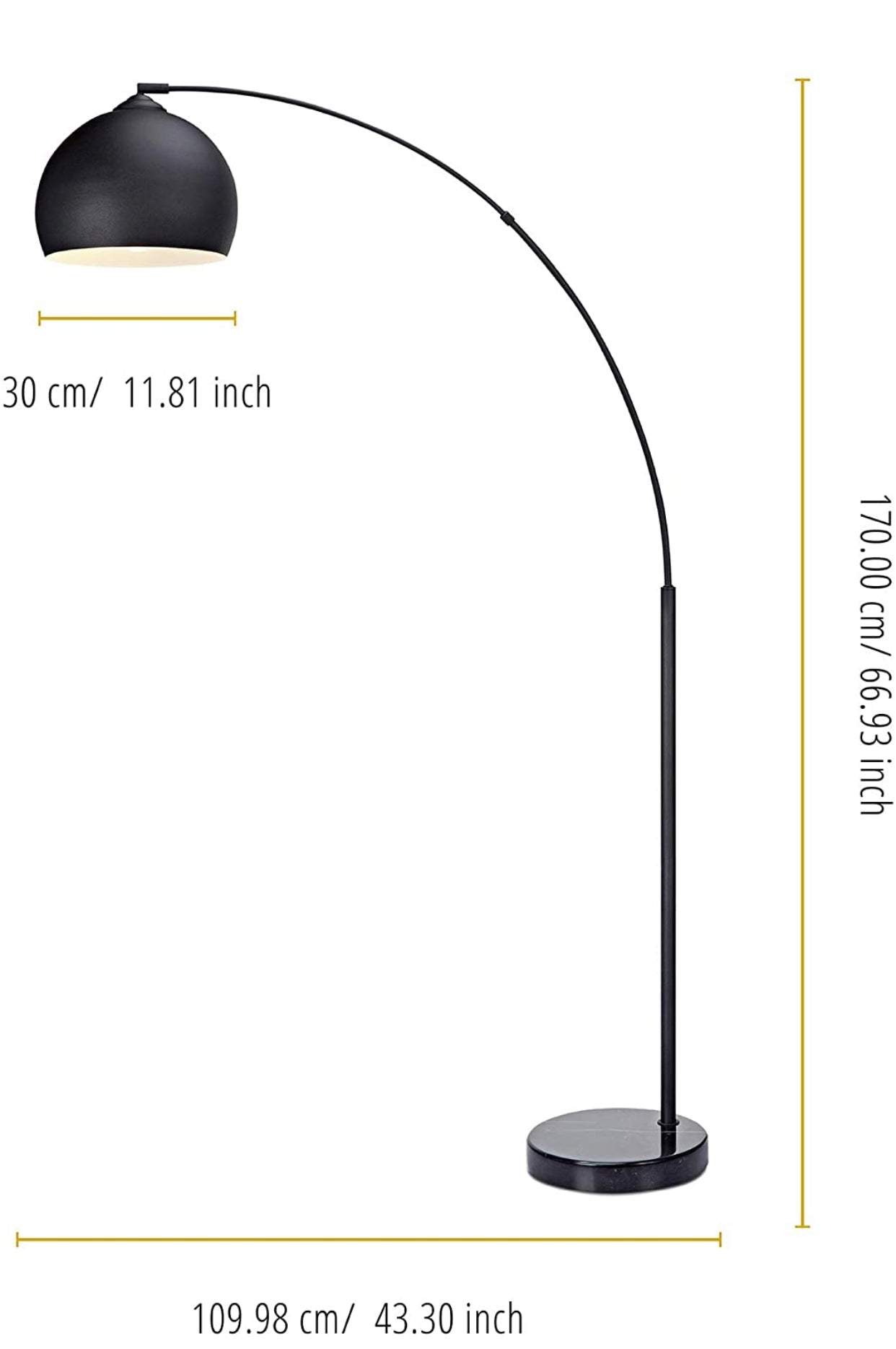 Lighteme Over The Couch Arc Floor Lamp with Globe Shade, Matches Your Living Room Decor - Standing Light Tall (4-Colors)