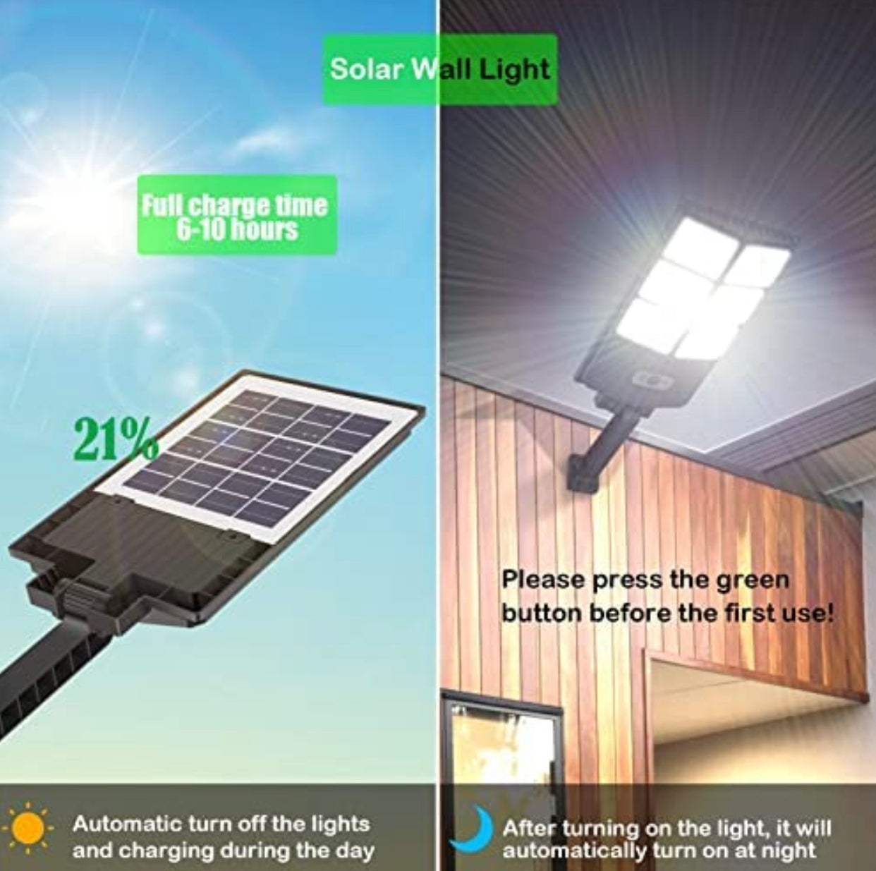 Lampes solaires Lighteme 150 W, 3 modes, applique murale solaire à LED avec détecteur de mouvement et télécommande, 8 000 lm