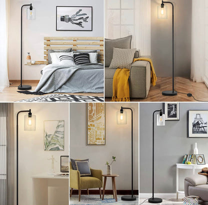 Lampadaire industriel Lighteme, lampes sur pied modernes avec abat-jour suspendu en verre transparent 