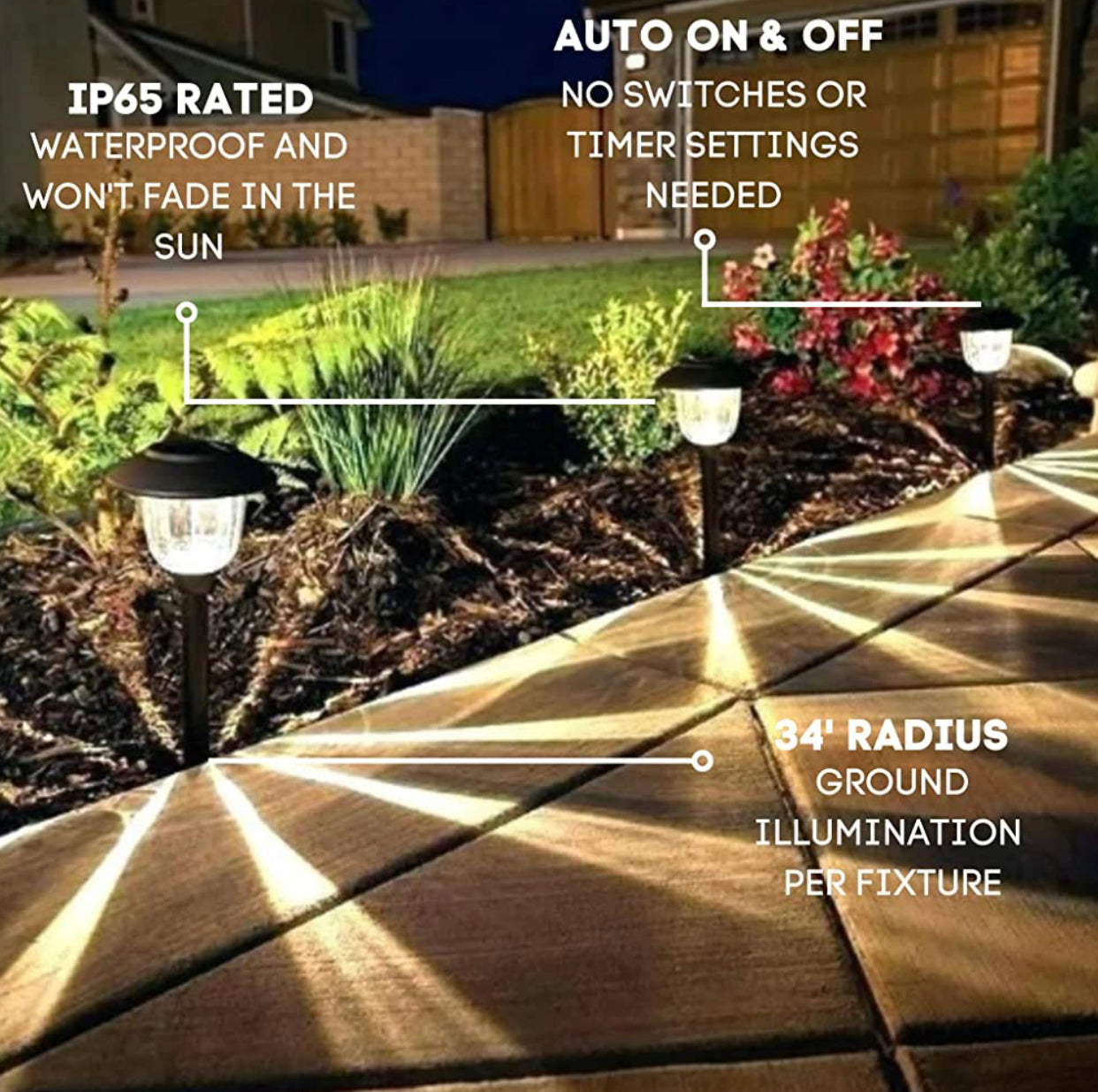 Lighteme 8 Pack Solar Pathway LED Lights Outdoor-Stainless Steel 15 Lumen