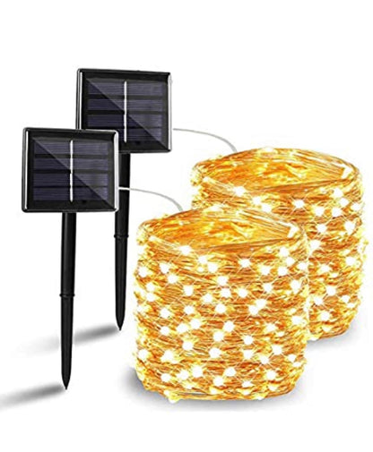 Guirlande lumineuse solaire d'extérieur Lighteme, lot de 2, fil de cuivre, étanche, avec 8 modes d'éclairage