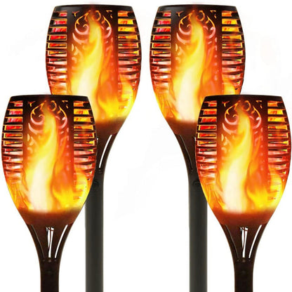 Lighteme Solar-LED-Flammenlampe, Rasenflamme, flackernde Fackel, Feuer im Freien, 96 LED-Leuchten, 4er-Pack