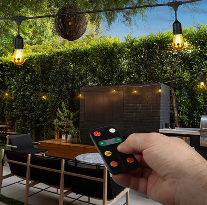 Lighteme Outdoor String Lights 48Ft Plug-In Anti Glare, Beautiful Gold Tip LED Bulbs - 48 Ft