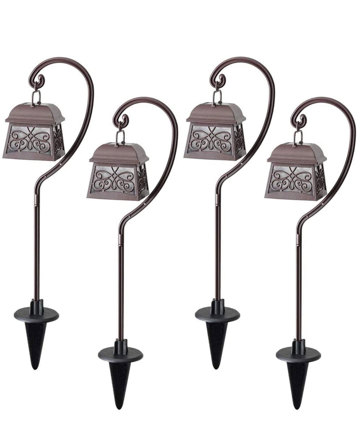 Lighteme 22 Inch Hanging Solar Lights Multipurpose Shepherd Hook 4-Pack